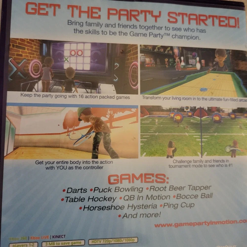 Game Party in Motion XBOX 360 KINECT WB games Arcade Games Complete w/ Manual